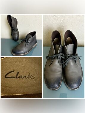 Clarks 15522 Bushacre 2 Gray Nubuck Leather Chukka Boots M's US 10.5 M Ex Cond!